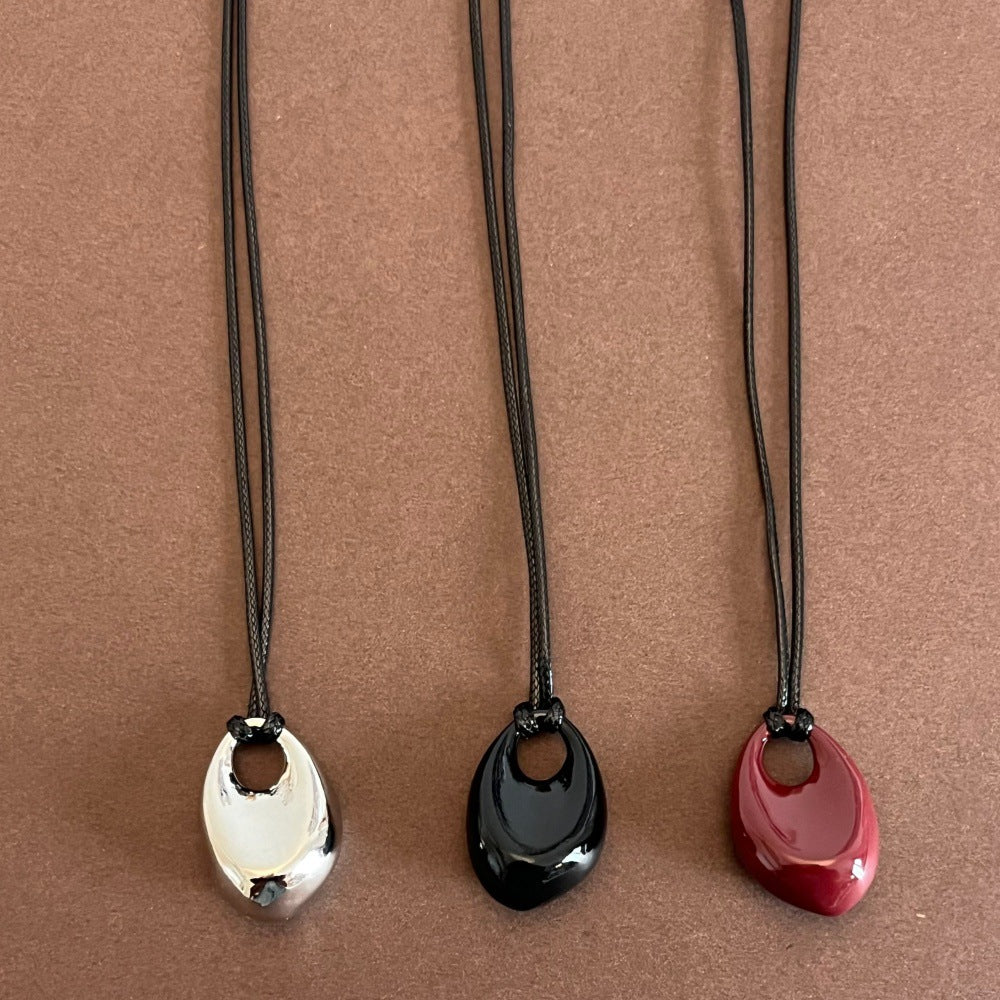 Teardrop pendant leather necklace - DippedShop Wholesale - #5235