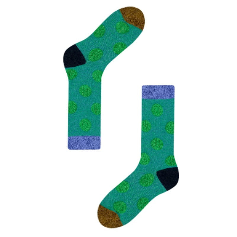 Polka Dots Color Block Mid-Calf Socks 6W8FSO705