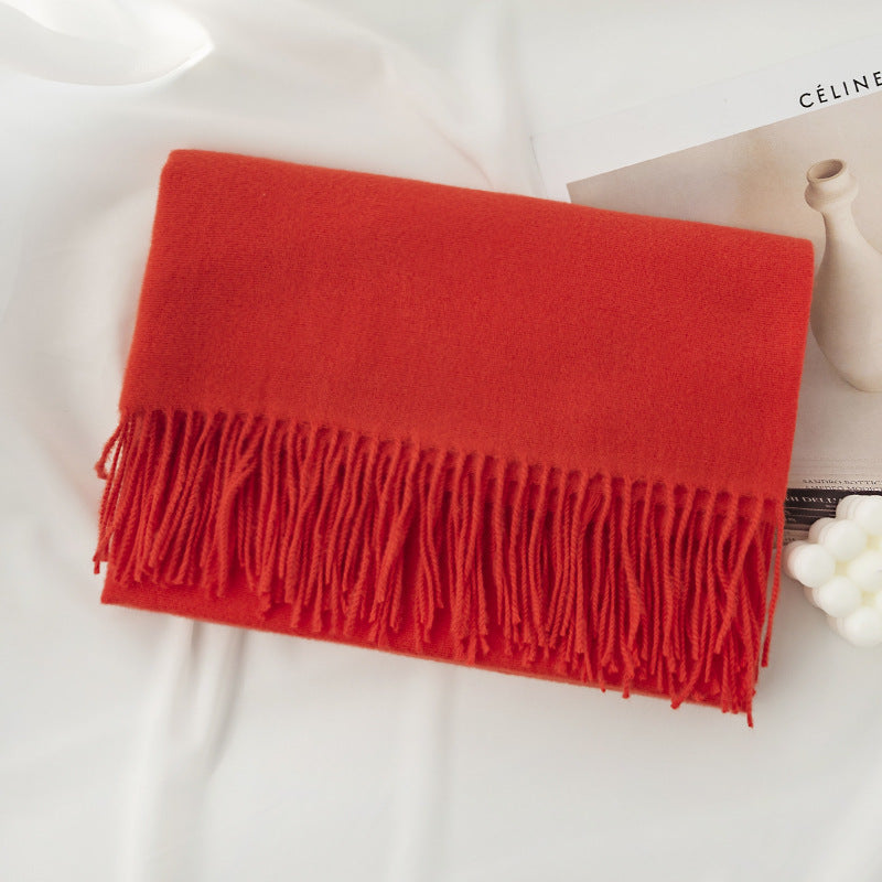 Warm Solid Color Tassel Scarf 6W6NSW305