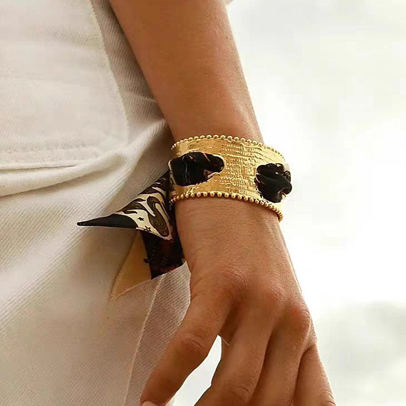 Vintage Matte Gold Open Bangle Bracelet DP25F805