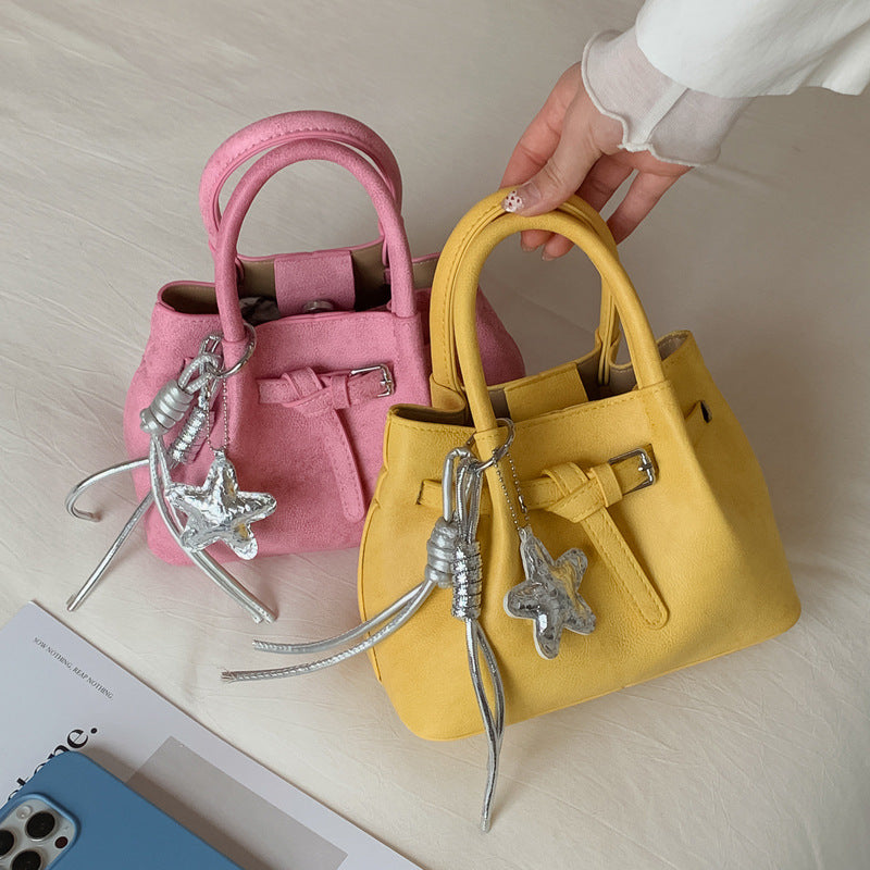 Solid Color Suede Belt Buckle Handbag 6W10BBG1376