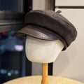 Retro Leather Visor Beret Hat - DippedShop Wholesale - #7059