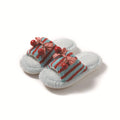 Plush Striped Slippers - DippedShop Wholesale - #3523