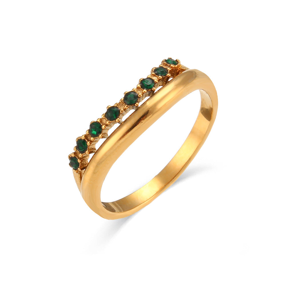 Gold Plated Cubic Zirconia Ring - DippedShop Wholesale - #9555