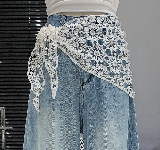 Elegant Lace Solid Color Triangle Hip Scarf MK2BW6W1SL01