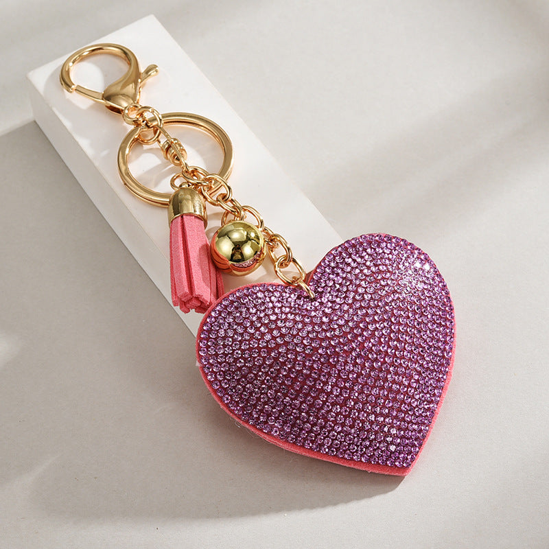 Rhinestone Heart Tassel Bag Charm - DippedShop Wholesale - #2403