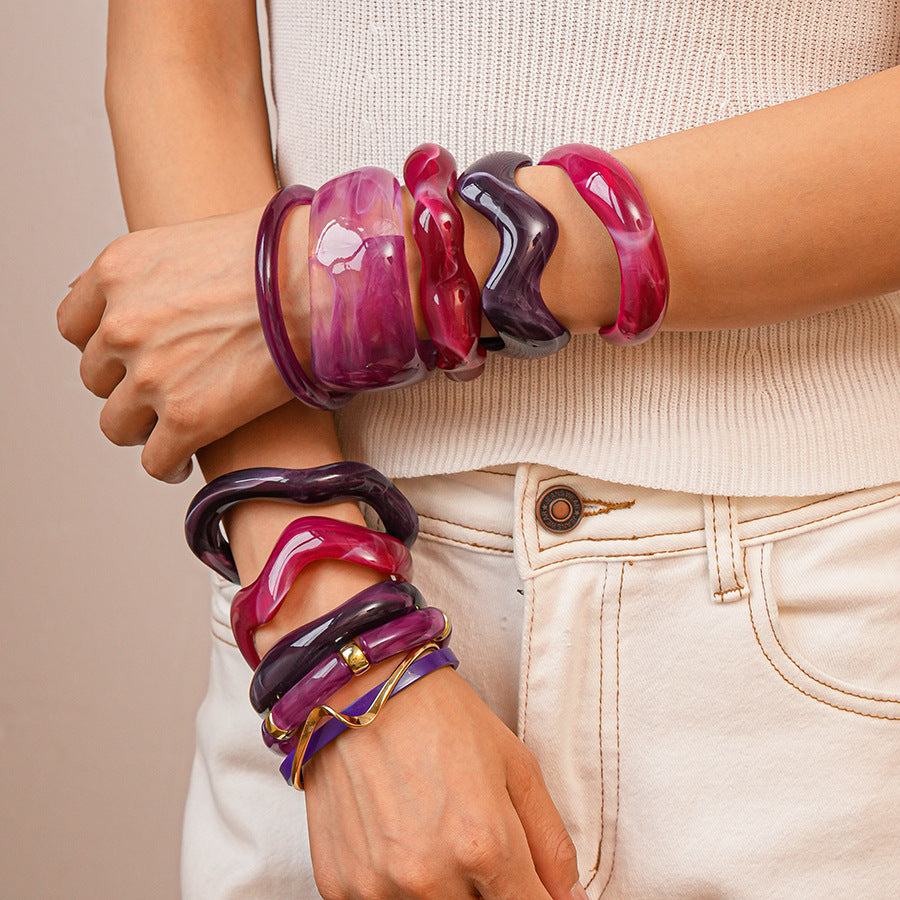 Purple Irregular Acrylic Bracelets - DippedShop Wholesale - #2531