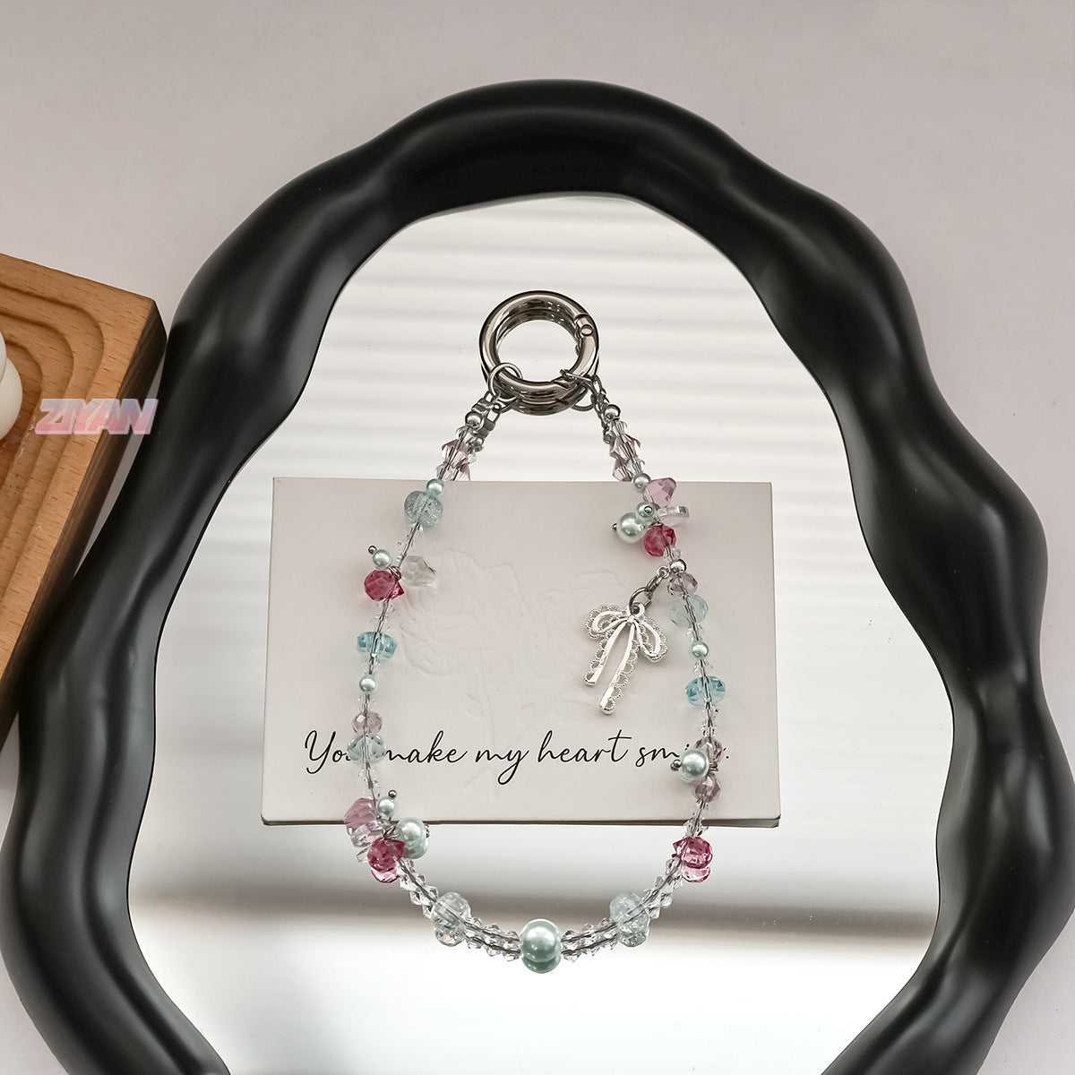 Colorful Crystal Beaded Chain Keychain Bag Charm 6W10BBC409
