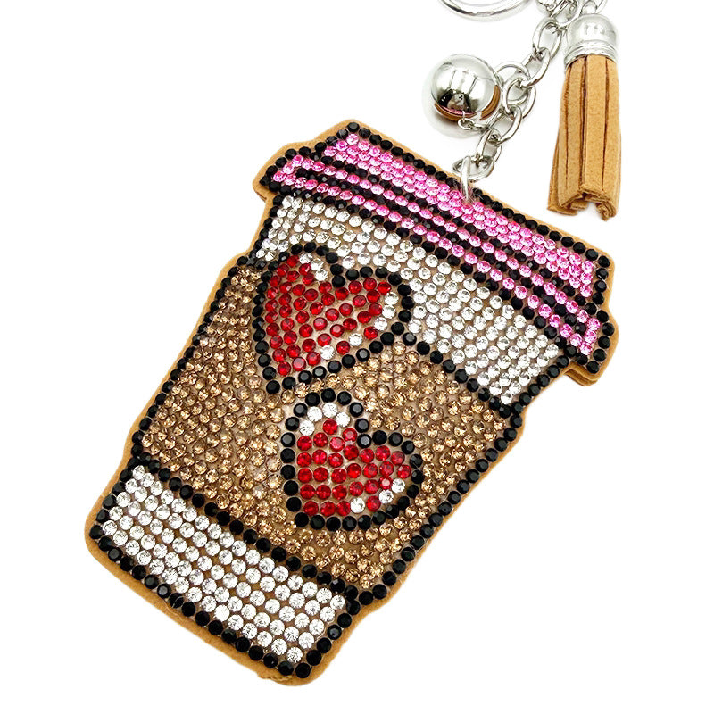 Stylish Rhinestones Heart Coffee Cup Bag Charm 6W10BBC637