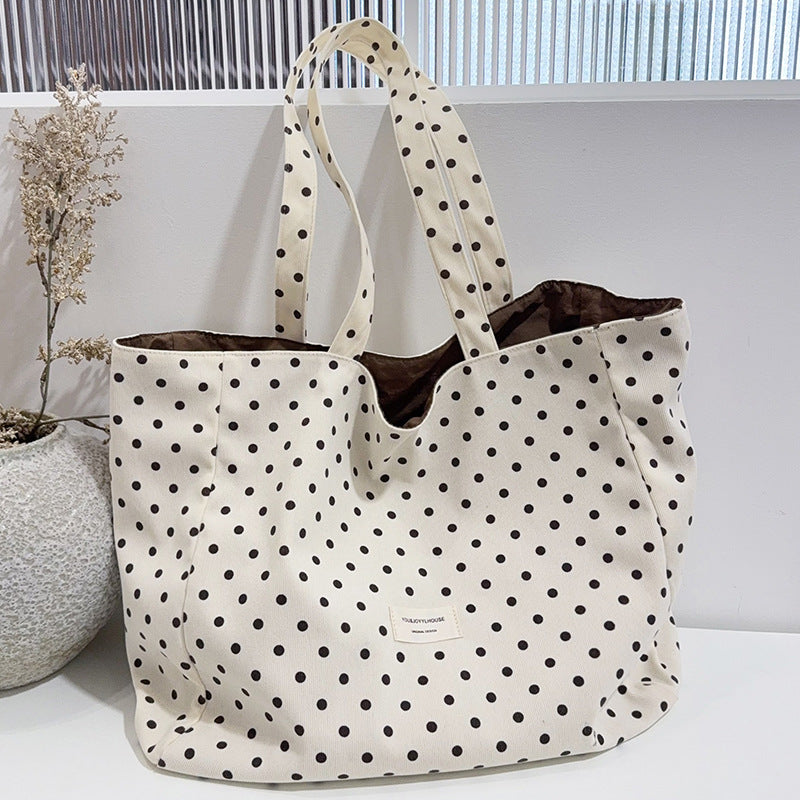Simple Polka Dots Lightweight Canvas Tote Bag 6W10BBG2471