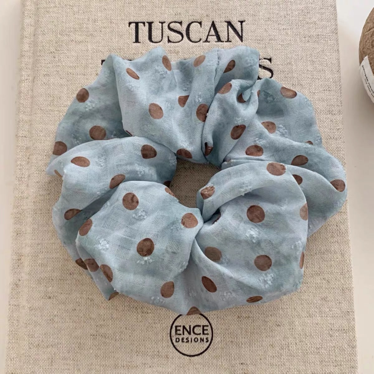 Blue Polka Dot Fabric Hair Scrunchie MK2BLW6W6HSR16