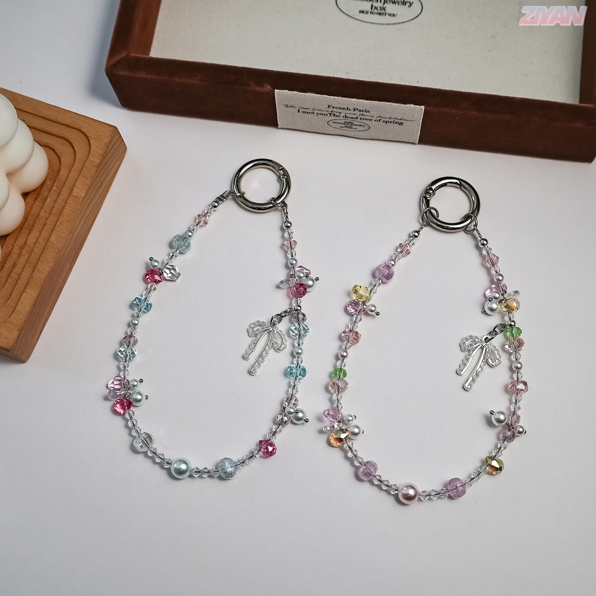 Colorful Crystal Beaded Chain Keychain Bag Charm 6W10BBC409