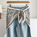 Minimalist Striped Cashew Waist Belt Silk Scarf MK2BLW6W6NSI70