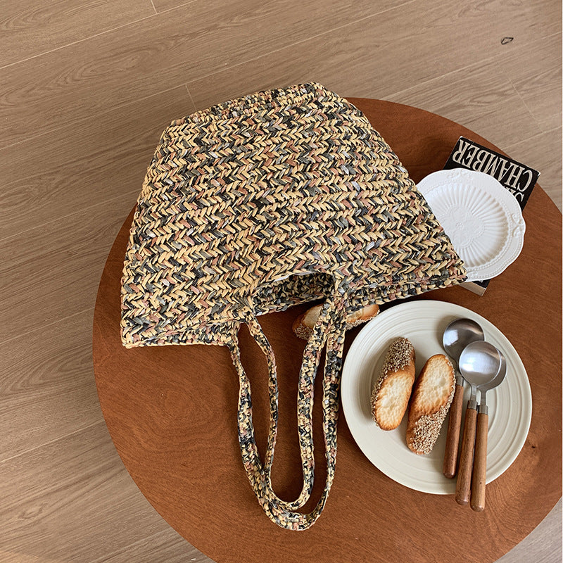 Stylish Large Capacity Straw Woven Tote Bag 8CW6BBG525L