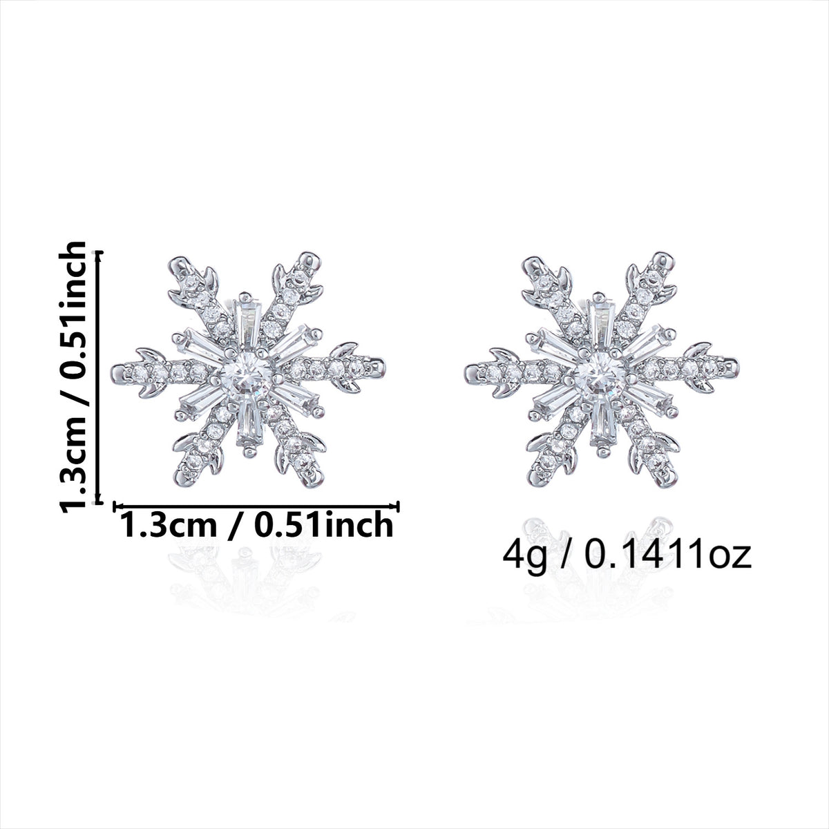 Creative Sparkly Rhinestone Snowflake Christmas Earrings 6W6JER682