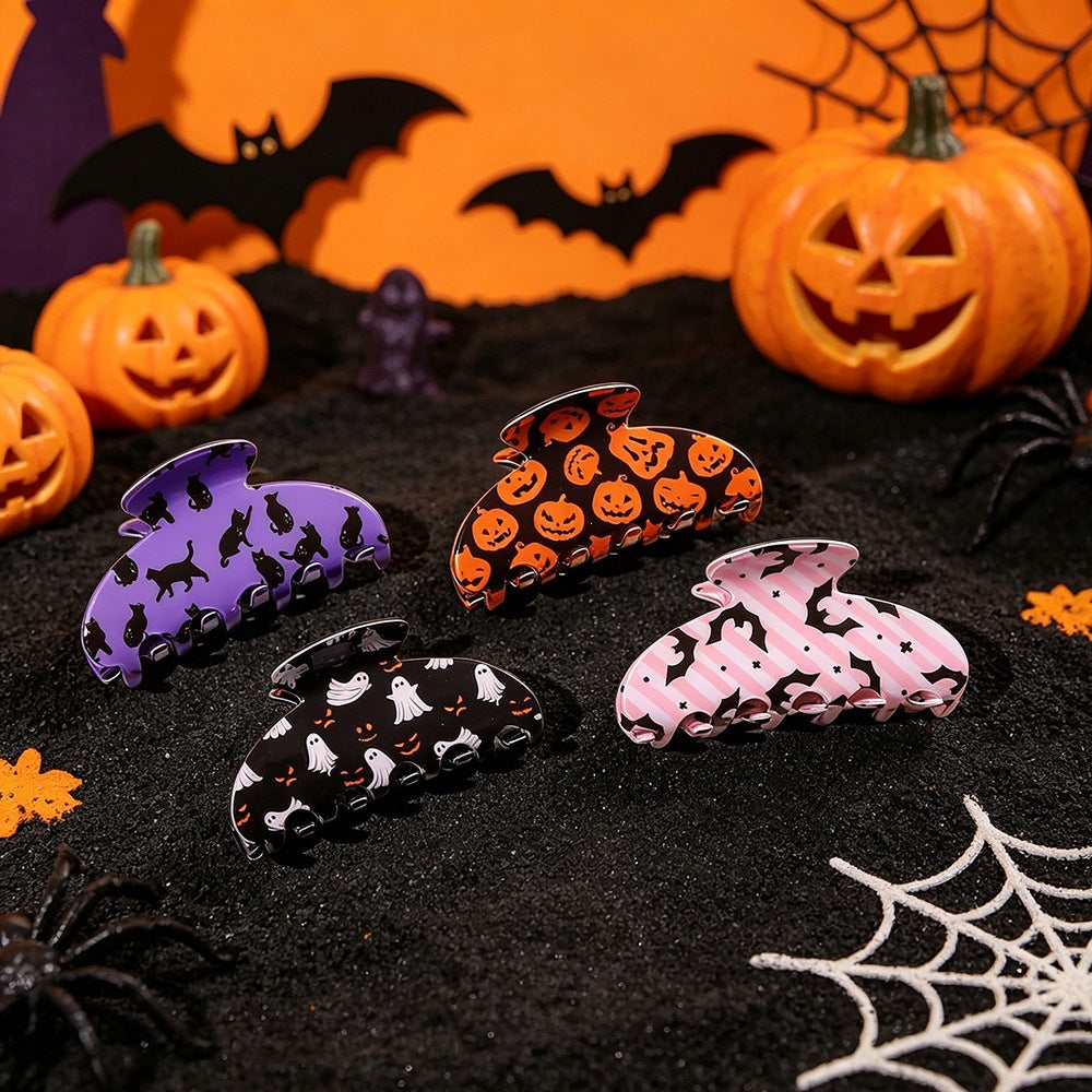 Quirky Halloween Ghost Pumpkin Hair Claw 6W6HCP1324