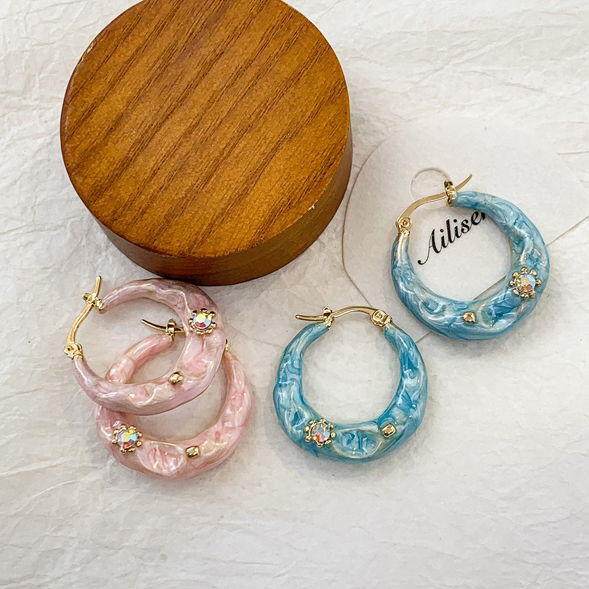 Vintage Enamel Hoop Earrings - DippedShop Wholesale - #1459