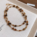 Vintage Gold Plated Tiger Eye’s Stones Necklace 6W6JNC959