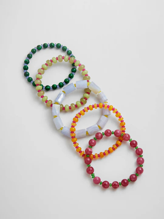 Vintage Irregular Natural Stone Beaded Bracelet Set 6W6JBR509
