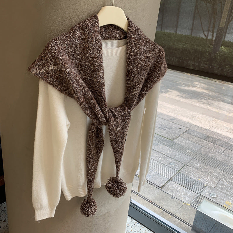 Knit Pom-Pom Shawl - DippedShop Wholesale - #8003