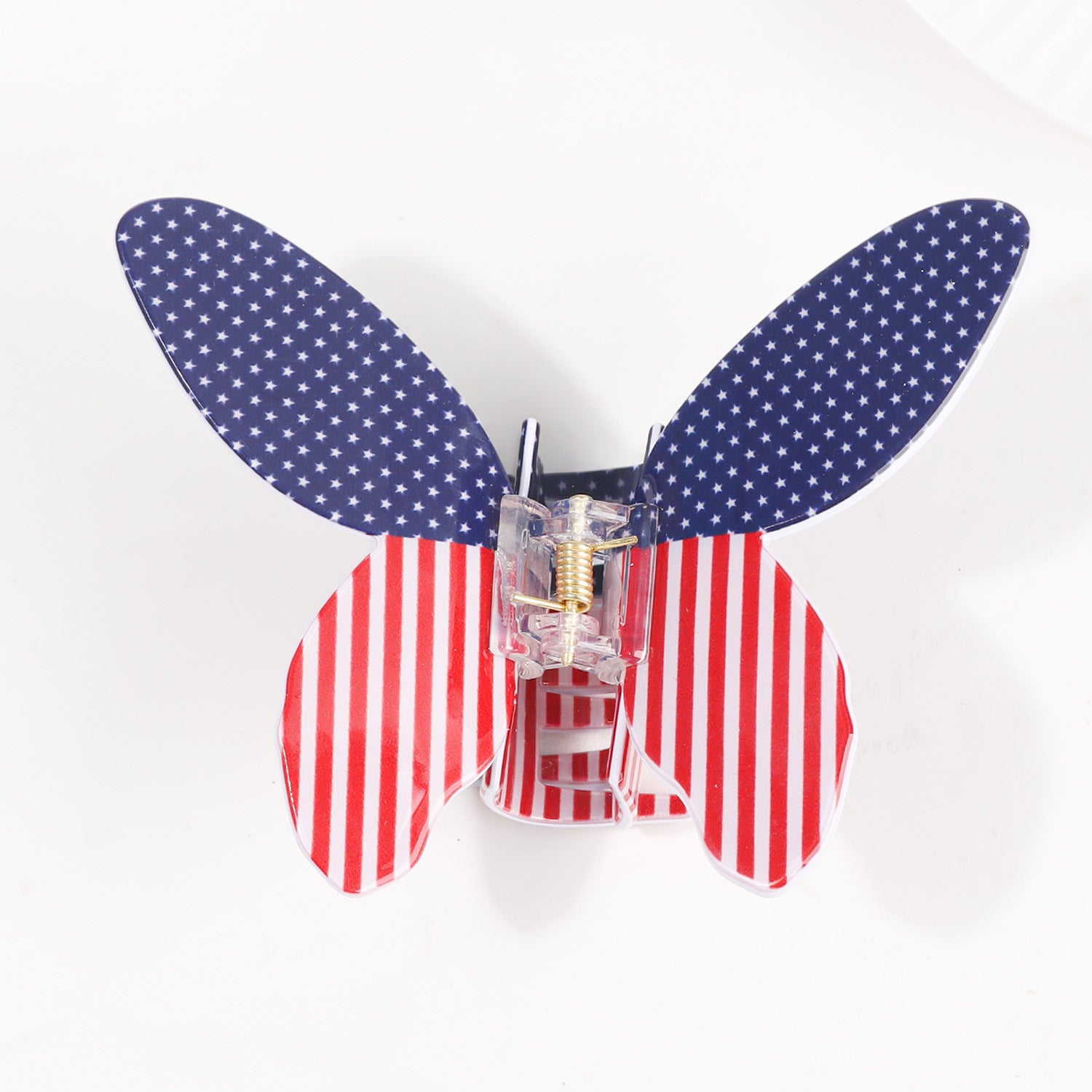 Vintage Star USA Flag Print Butterfly Hair Clip 8AS6HCP63T