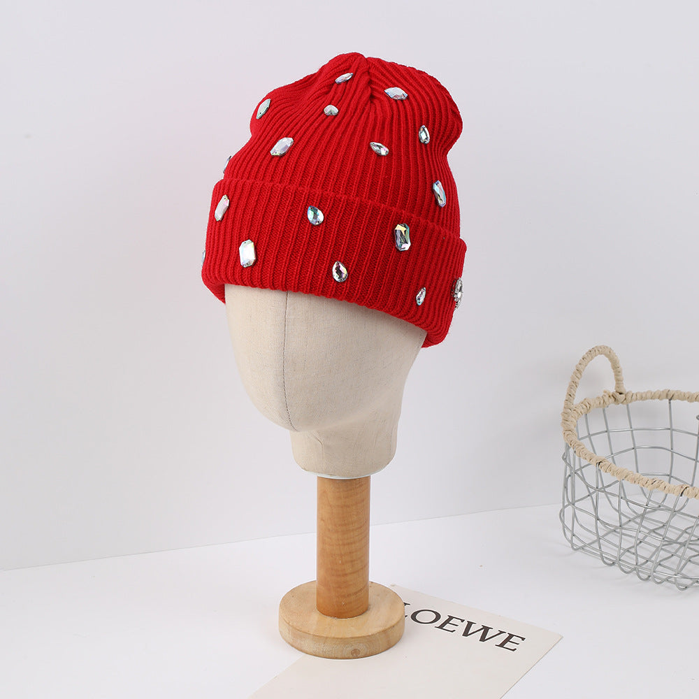 Rhinestone Cuffed Knit Beanie - DippedShop Wholesale - #2515
