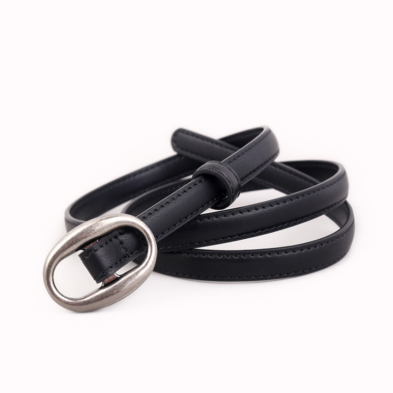 Vintage Oval Buckle Jeans Belt Leather Belt 6W6JBT155
