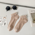 Elegant Pearl Lace Trim Ankle Socks 6W8FSO743