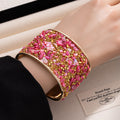 Boho Style Colorful Stone Open Cuff Bracelet 6W6JBR581