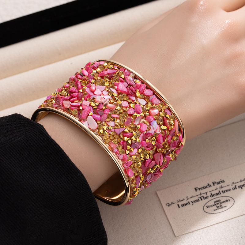 Boho Style Colorful Stone Open Cuff Bracelet 6W6JBR581
