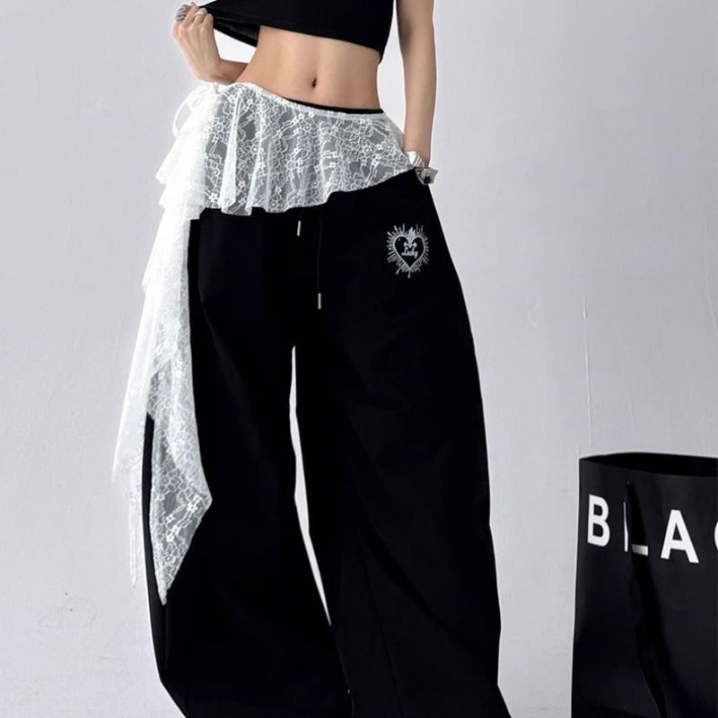Asymmetrical Lace Layered Wrap Mesh Wrap Skirt 6W1SL30