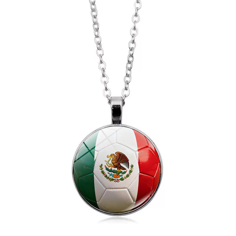 Stylish Country Flag Football Shape Pendant Necklace 8ZA6JNC279T