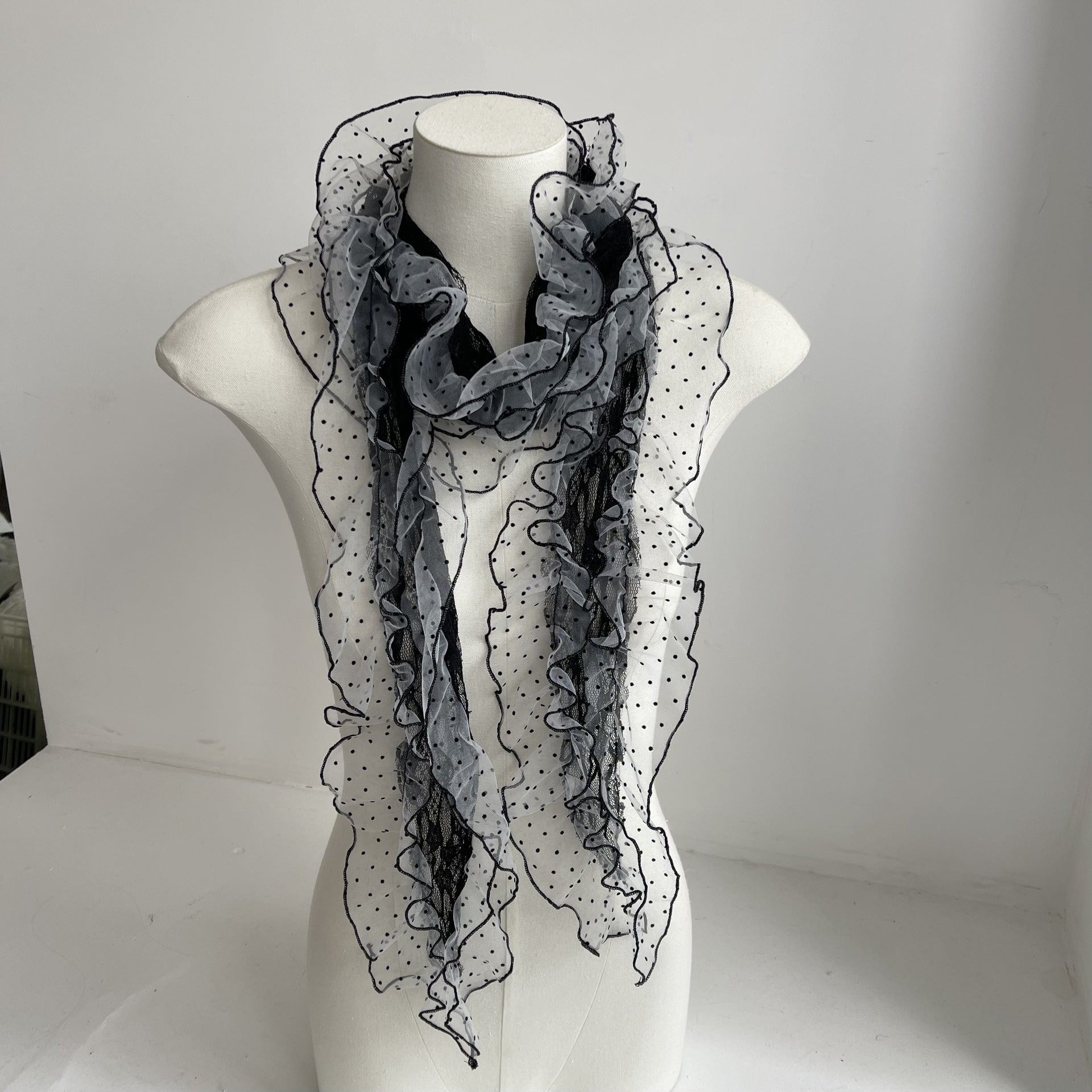 Elegant Mesh Polka Dots Lace Silk Scarf MK2BLW6W6NSI82