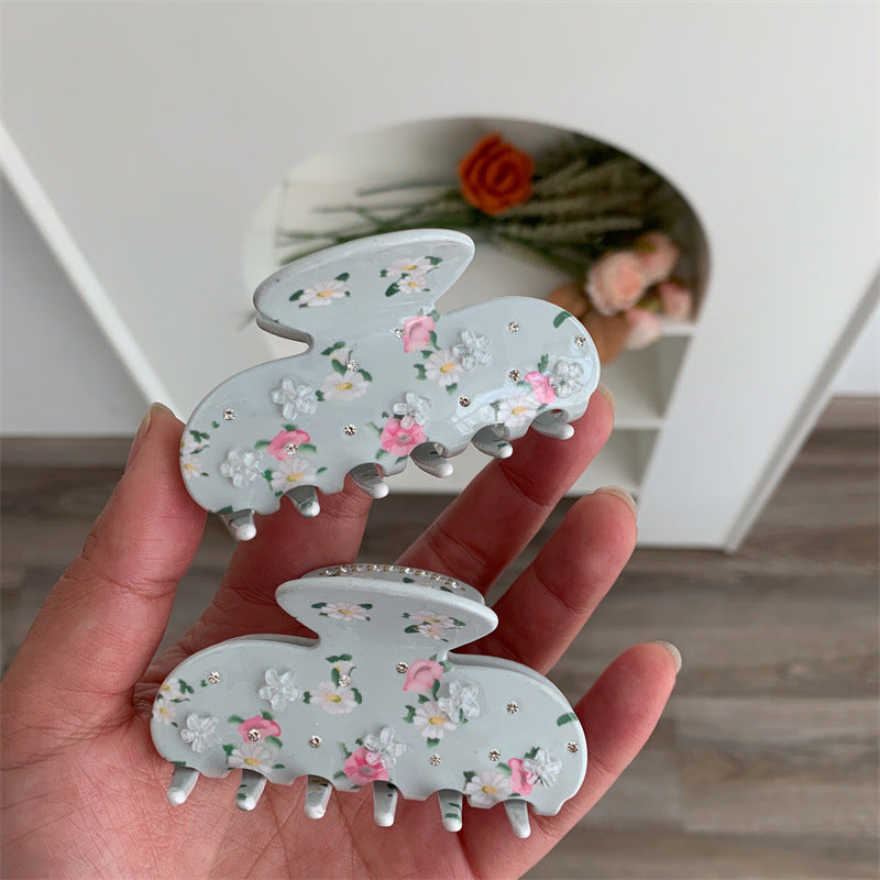 3D Flower Rhinestone Hair Claw - DippedShop Wholesale - #3555