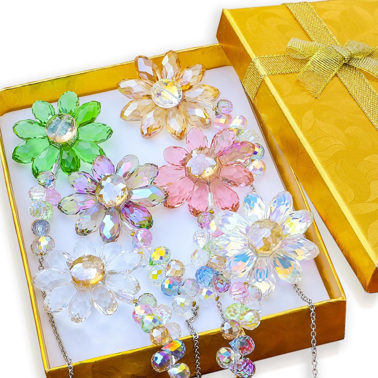 Colorful Crystal Ball Chain Floral Pendant Suncatchers MK2CZAS6H7HLS70