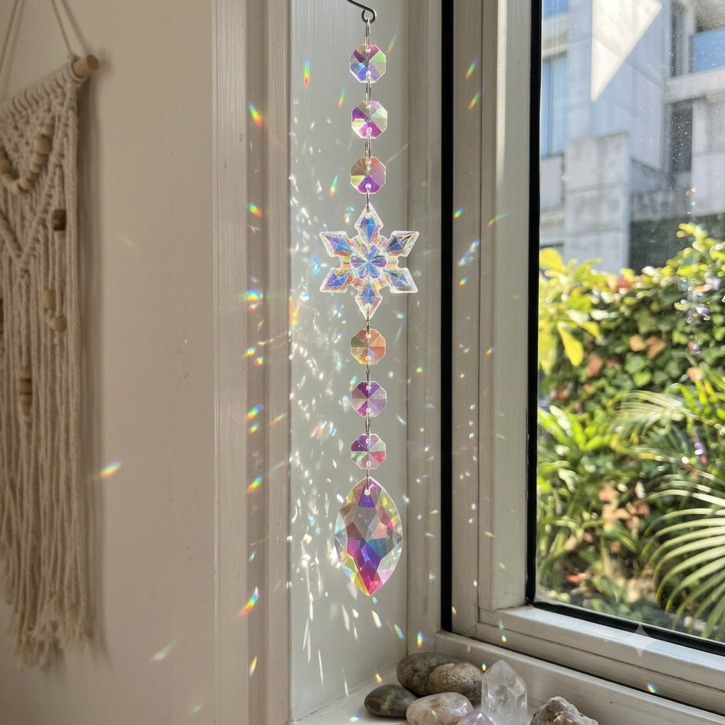 Christmas Snowflake Crystal Suncatcher Wind Chime 6H7HLS142