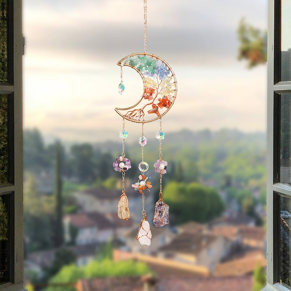 Colorful Stones Moon Dream Catcher Suncatcher MK2CZAS6H7HLS84