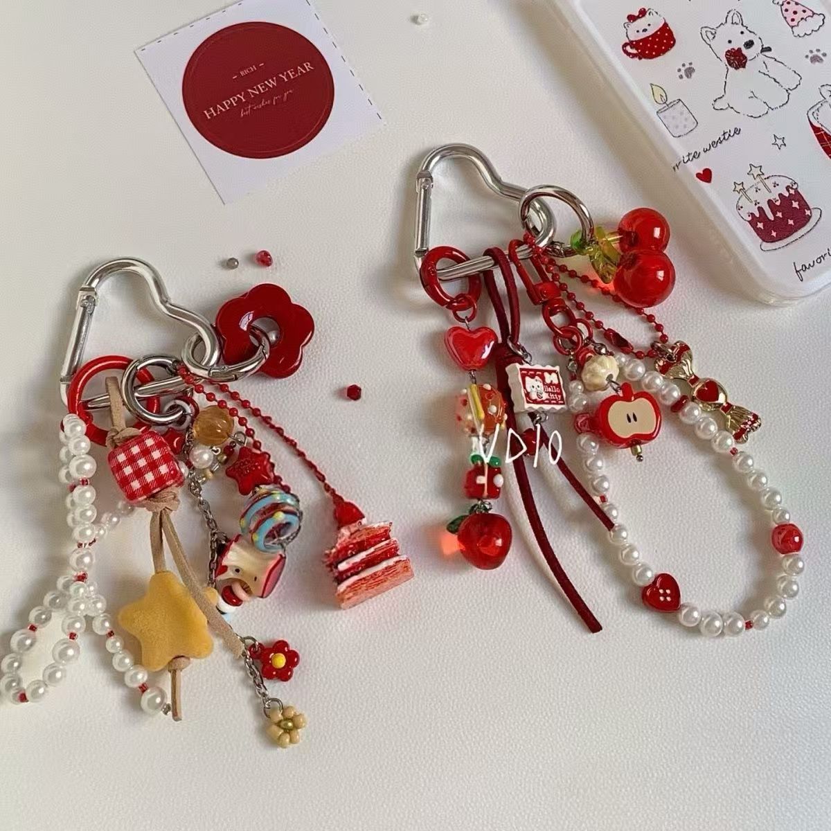 Cute Floral Strawberry Cake Keychain Bag Charm 6W10BBC406