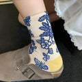 Floral Embossed Slouch Socks - DippedShop Wholesale - #9651