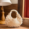 Stylish Crescent Straw Woven Coral Handbag 8CW6BBG508T
