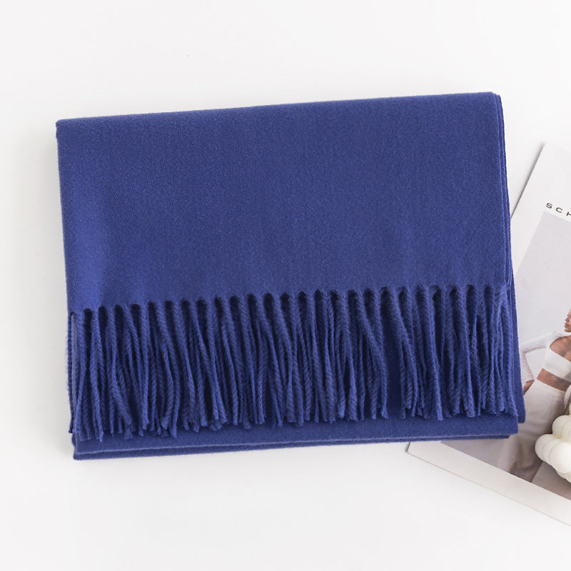Warm Solid Color Tassel Scarf 6W6NSW305