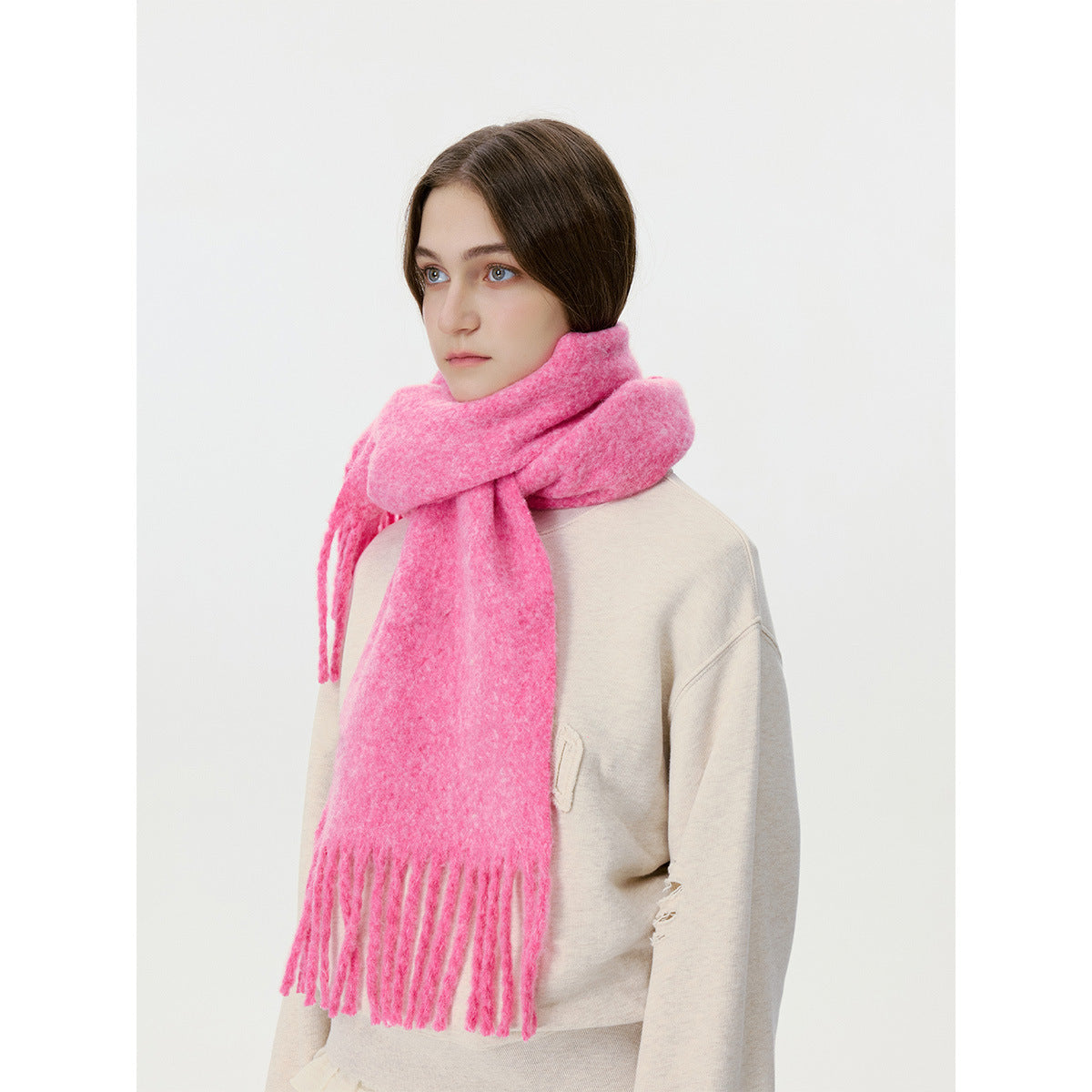 Versatile Solid Color Tassel Warm Scarf 6W6NSW253