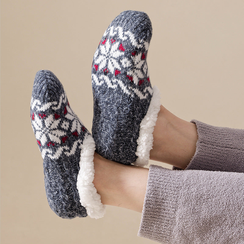 Vintage Thicken Warm Fuzzy Slipper Socks 6W8FSO862