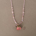 Vintage Pink Rose Flower Pearl Choker Necklace 6W6JNC385L