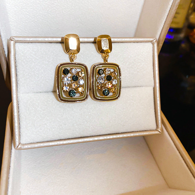 Retro Rhinestones Tiger Eye Stone Earrings 6W6JER812