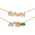 Elegant Gold Plated Ferris Wheel Castle Necklace 6W6JNC645