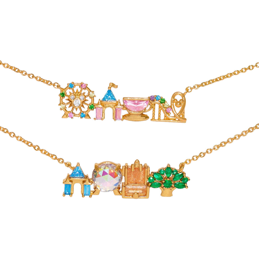 Elegant Gold Plated Ferris Wheel Castle Necklace 6W6JNC645