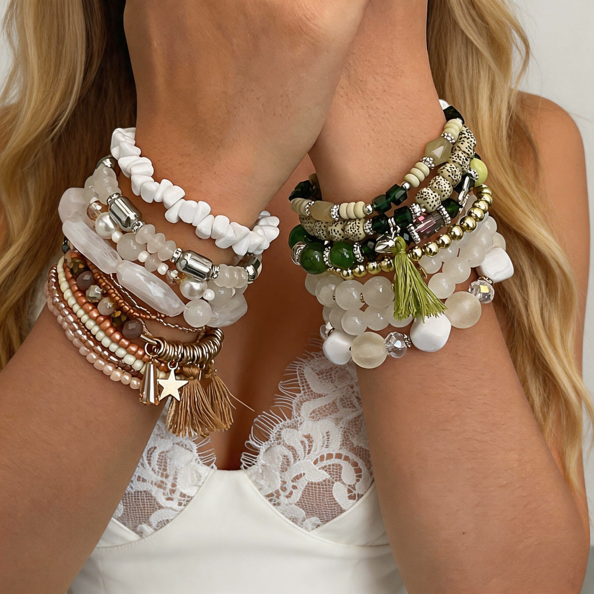 Boho Style Irregular Beaded Chain Bracelets 6W6JBR635