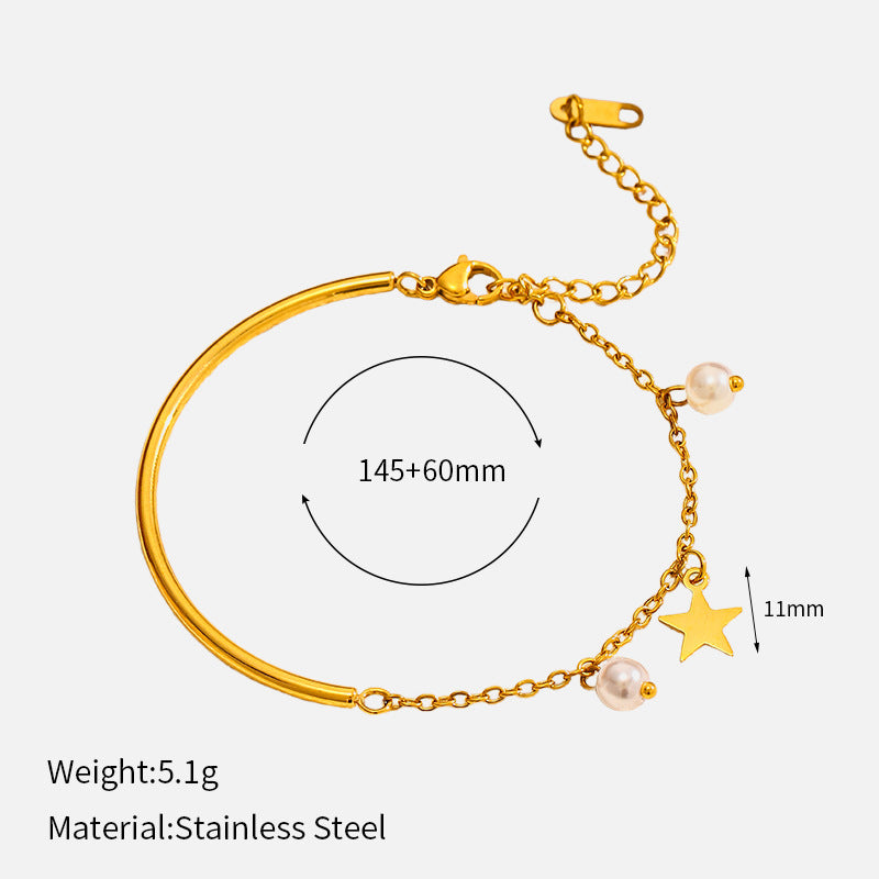 Luxury Pear Star Charm Gold Plated Chain Bracelet 6W6JBR525