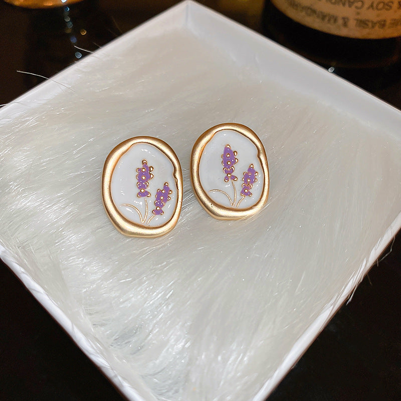 Fresh Flower Enamel Gold Plated Stud Earrings 6W6JER733